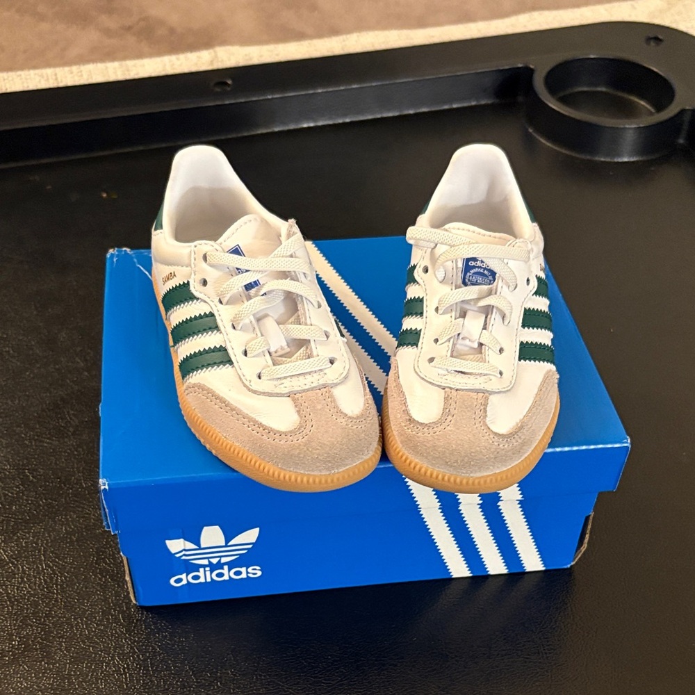 Adidas Kids Sneakers - White, Green, and Tan